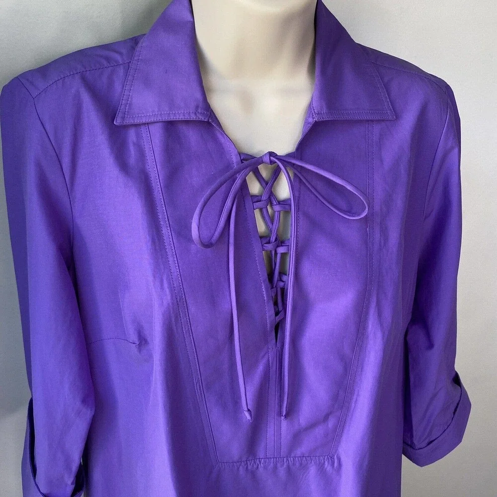 Nordstrom Finley Dani Purple Shift Dress 3/4 Sleeves Pockets Sz S USA $240 - Picture 3 of 7